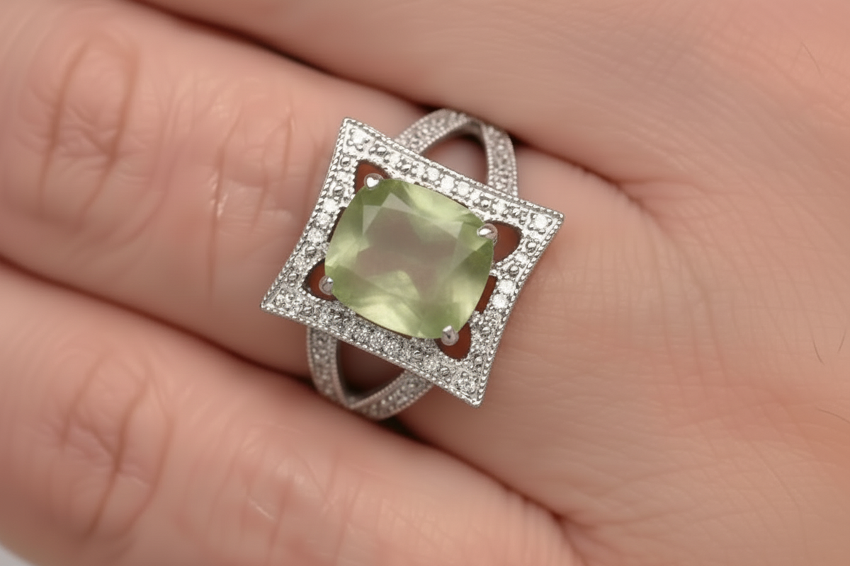 Colleen Lopez Sterling Silver Peacock Fluorite &White Zircon Ring, Size 7