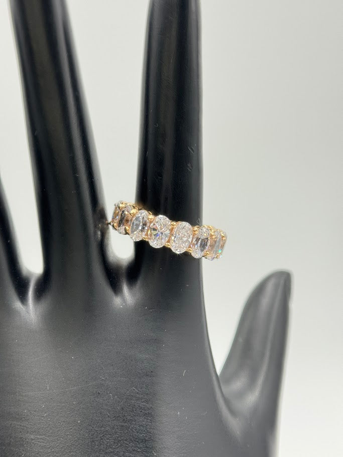 Absolute Sterling Silver Roseclad Oval-cut CZ Eternity Ring, Size 6