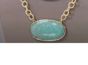 Connie Craig Carroll Jewelry Kate Oval Amazonite Drop Necklace, 20"