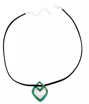 Jay King Reversible Turquoise Pendant Sterling Silver Black Suede Necklace 20"