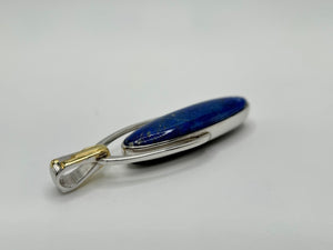 Traveler's Journey Sterling Silver Oval Labradorite & Blue Lapis Reversible Pendant, 2"