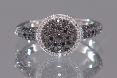 Sterling Silver .33ctw Black & White Pave Diamond Ring, Size 7