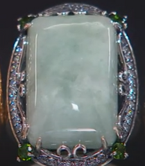 Jade of Yesteryear Sterling Silver Emerald-Cut Green Jade & Multi-Gemstone Ring, Size 6