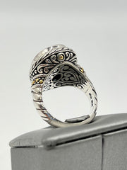 Bali RoManse Sterling Silver & 14k Accents Oval Prasiolite Twisted Cable Ring, size 9