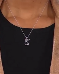 Colleen Lopez Sterling Silver TwoTone .09ctw Diamond Angel Pendant with Chain, 18"