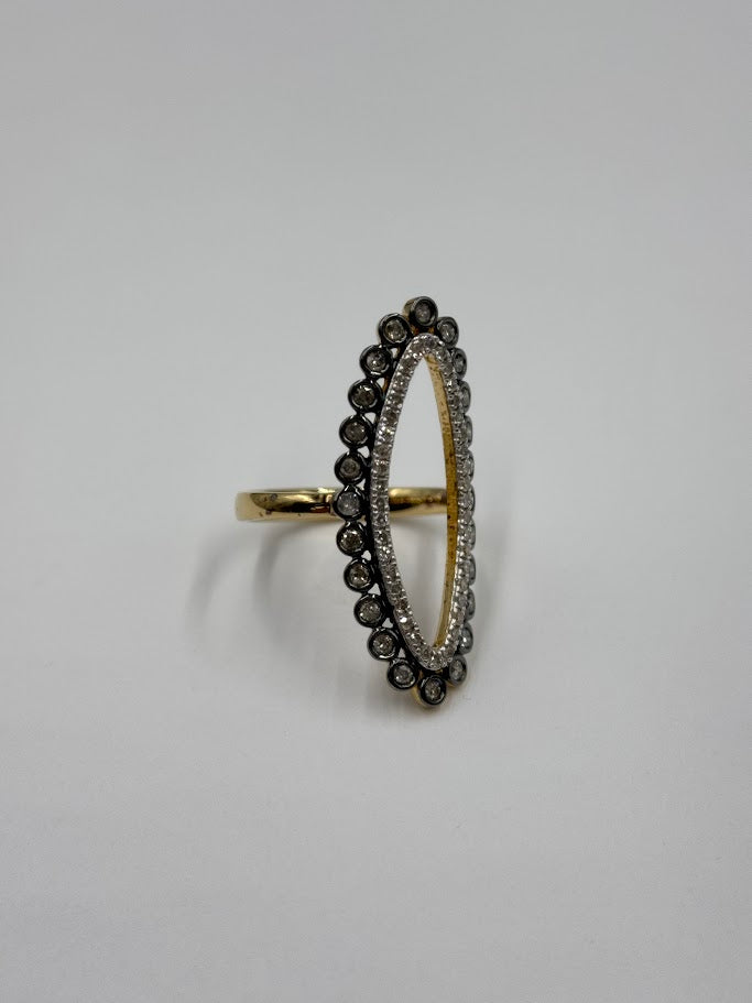 Rarities Sterling Silver Goldclad 0.76ctw Diamond Negative Space Oval Ring, Size 7