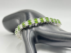 Rarities Sterling Silver Chrome Diopside & White Zircon Tennis Bracelet, 7-1/4"