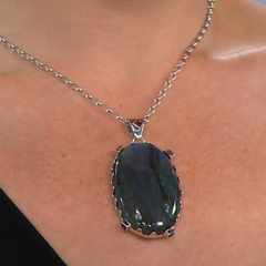 Rarities Sterling Silver Labradorite & Garnet Oval Pendant Necklace, 20"