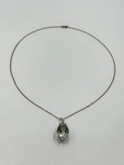 Rarities Sterling Silver Pear-shape Prasiolite Pendant Necklace, 18"