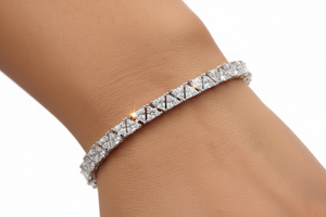 Absolute Sterling Silver Cubic Zirconia Trilliant-Cut Tennis Bracelet, 8"