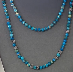 Ottoman Sterling Silver Beryl Multicolor 2-Strand Gemstone Bead Necklace 20"