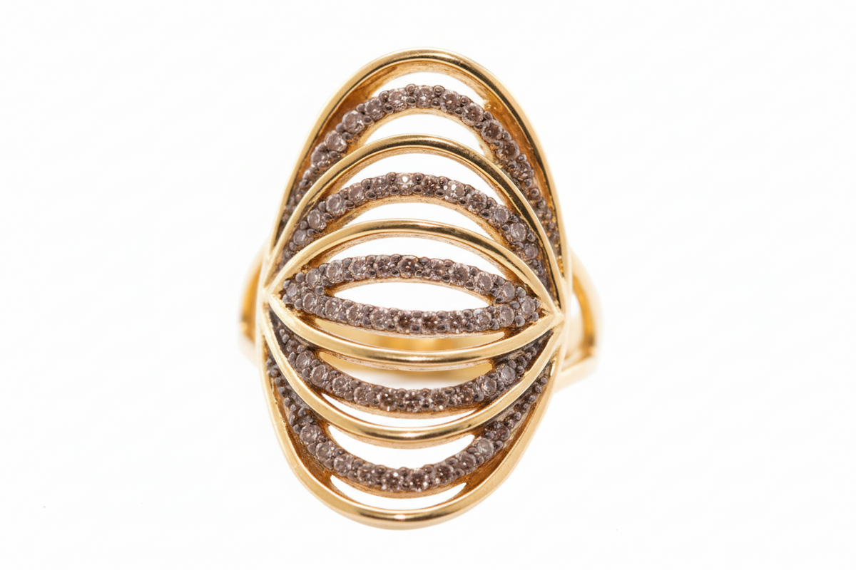 Rarities Sterling Silver Goldclad .52ctw Champagne Diamond Ring, Size 5