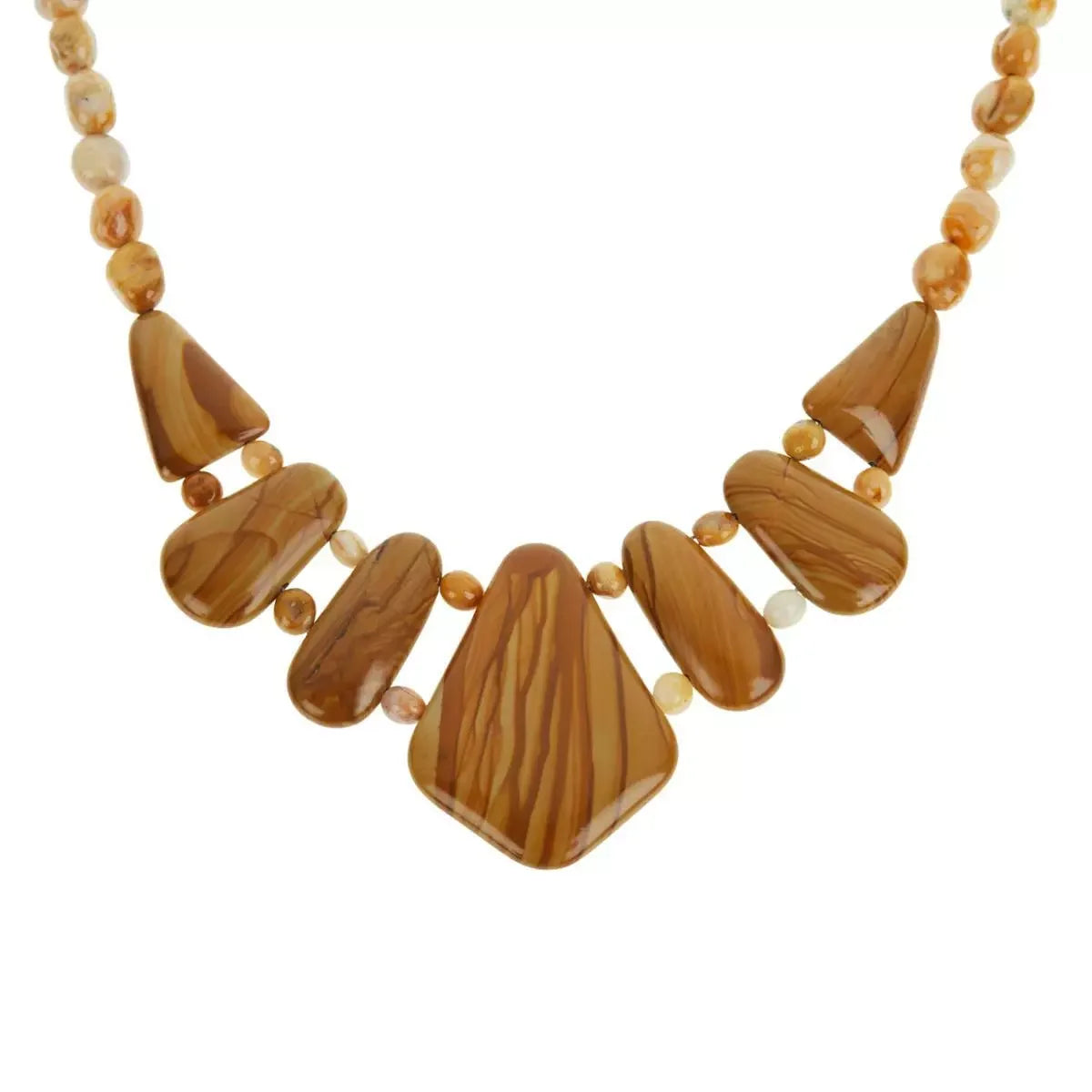 Jay King Picture Jasper & Java Lace Agate Beaded Statement Necklace. 18"