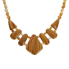 Jay King Picture Jasper & Java Lace Agate Beaded Statement Necklace. 18"