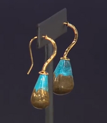 Colleen Lopez Sterling Silver Goldclad Nugget Turquoise Earrings