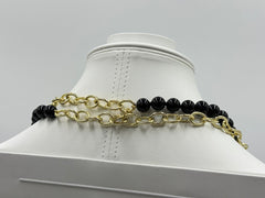 Heidi  "Loop Back Around" Black Transformable Charms Necklace. 52"