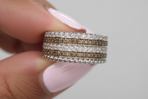 Colleen Lopez Sterling Silver 0.25ctw Champagne Diamond Rope Band Ring, Size 5