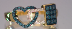 Rarities Sterling Silver Goldclad  0.37ctw Blue Diamond Heart & Lock Vermeil Ring, Size 6