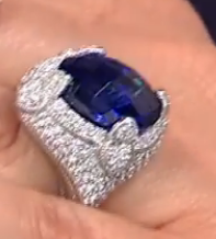 Judith Ripka Sterling Silver Blue CZ Oval &Diamonique Accent Ring, Size 6