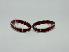 Jay King Sterling Silver Open Work Red Coral J-Hoop Earrings,