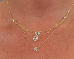 Joan Boyce Goldtone Cubic Zirconia Triple-Row Station Necklace, 18"