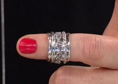 LiPaz Sterling Silver Multi-Textured Spinner Ring, Size 12