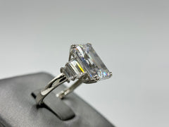 Absolute Sterling Silver Emerald-cut CZ Ring, Size 8