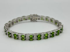 Rarities Sterling Silver Chrome Diopside & White Zircon Tennis Bracelet, 7-1/4"