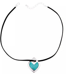 Jay King Reversible Turquoise Pendant Sterling Silver Black Suede Necklace 20"