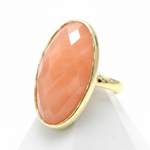 Connie Craig Carroll Jewelry Ella Carnelian Oval Elongated Hammered Ring, Size 6