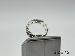 Bali RoManse Sterling Silver Black Spinel Curb Link Band Ring, Size 12