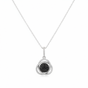 HSN 0.33ctw Black and White Diamond Sterling Silver Pendant Necklace, 16"