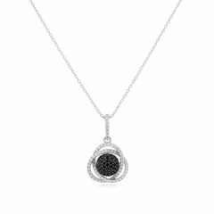 HSN 0.33ctw Black and White Diamond Sterling Silver Pendant Necklace, 16"