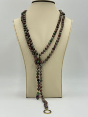 Rarities Sterling Silver Goldclad Garnet  Beaded Toggle Clasp Necklace, 60"