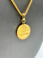 Bellezza Bronze 20 Lira Coin & Dolphin 5 Lira Coin 2-Row Necklace, 16"+2"
