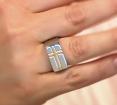 Michael Anthony Jewelry 2Tone Sideways Cross Stainless Steel Ring, Size 8