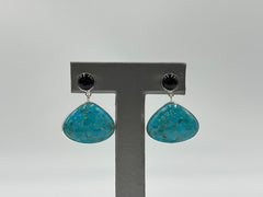 Jay King Sterling Silver Midnight Chalcedony & Turquoise Drop Earrings, 1"