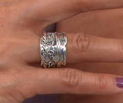 LiPaz Sterling Silver Multi-Textured Spinner Ring, Size 12