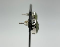 Jay King Sterling Silver Green Gemstone Faceted Stud Earrings.