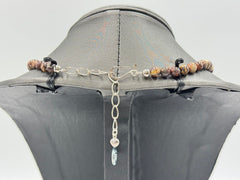 Jay King Sterling Silver Shitake Stone Pendant Beaded Necklace. 18"