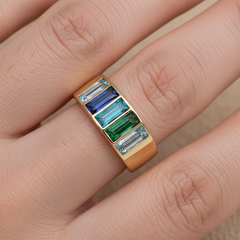 Heidi Daus Beautiful Baguette Multicolor Crystal Band Ring, Size 7