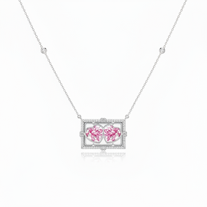 Colleen Lopez Sterling Silver Sapphire Floating Hearts Double Charm Necklace 18"