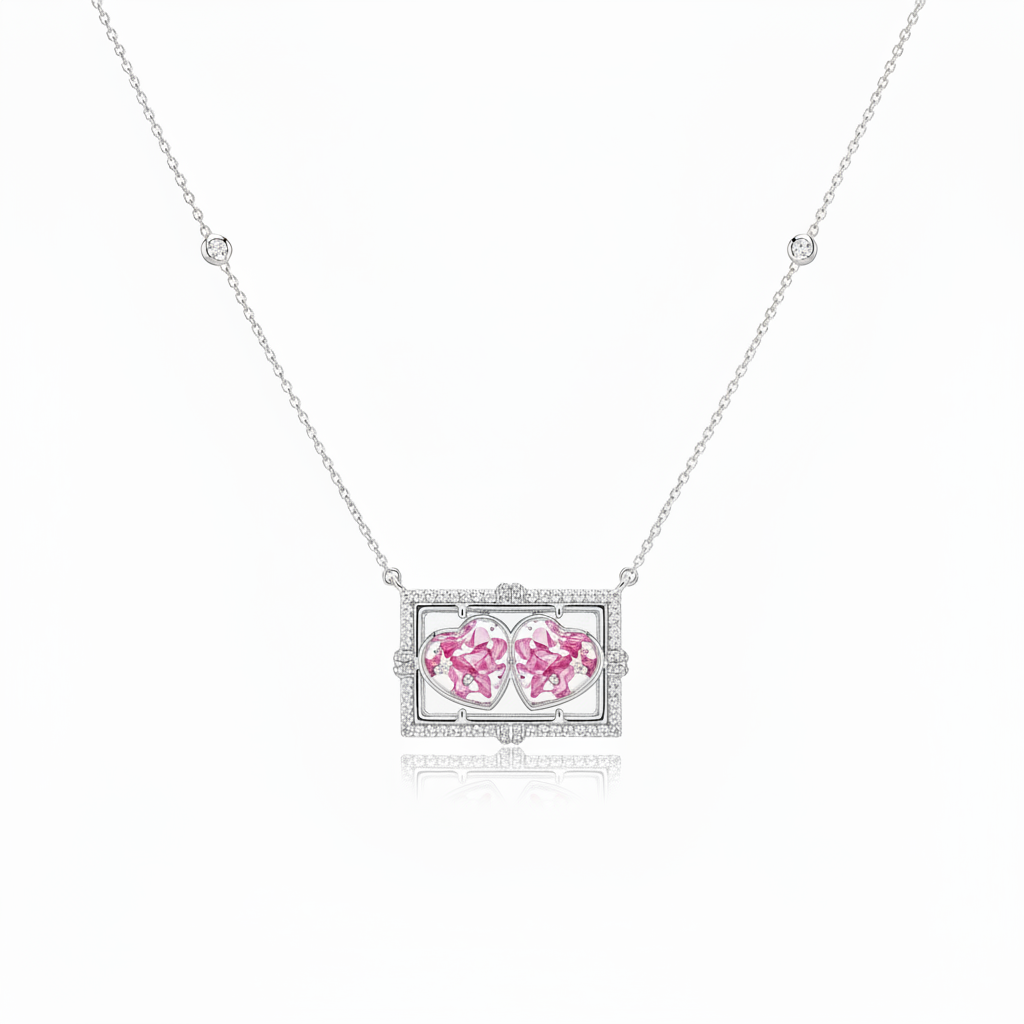 Colleen Lopez Sterling Silver Sapphire Floating Hearts Double Charm Necklace 18"