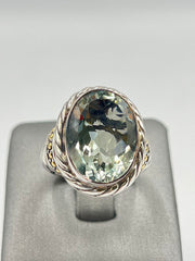 Bali RoManse Sterling Silver & 14k Accents Oval Prasiolite Twisted Cable Ring, size 9