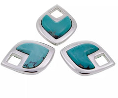 Jay King Reversible Turquoise Pendant Sterling Silver Black Suede Necklace 20"