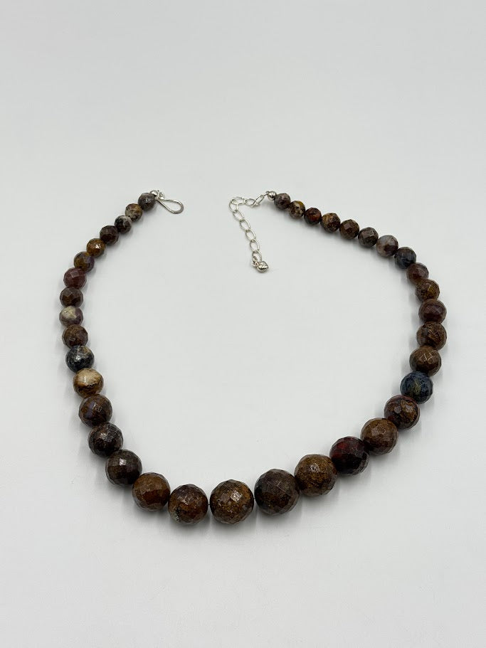 Jay King Sterling Silver Faceted Jasper Beaded Necklace 18” | Artisan Southwestern Design