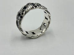 Bali RoManse Sterling Silver Black Spinel Curb Link Band Ring, Size 12