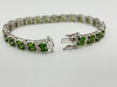 Rarities Sterling Silver Chrome Diopside & White Zircon Tennis Bracelet, 7-1/4"