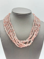 Jay King Sterling Silver Strawberry Quartz Multi-strand Beaded Necklace, 18"