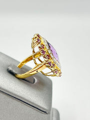 Victoria Wieck Sterling Silver Goldclad Marquise Amethyst & Garnet Ring, Size 6